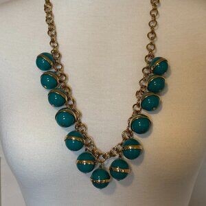 Jcrew green resin gold tone long necklace